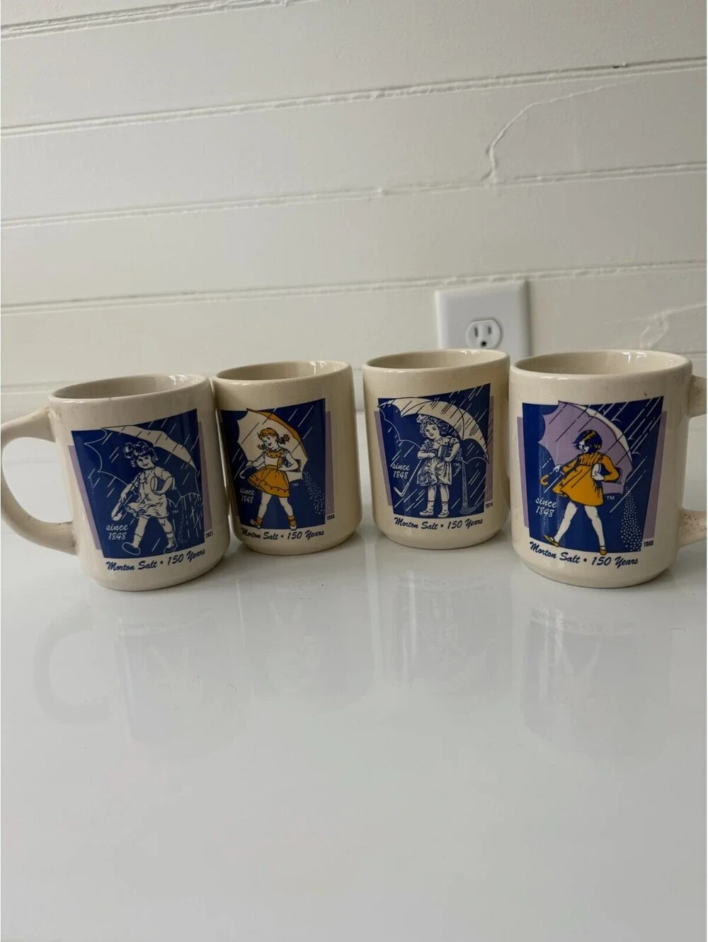 Vintage Morton Salt Girl Logo Mug Set of 4